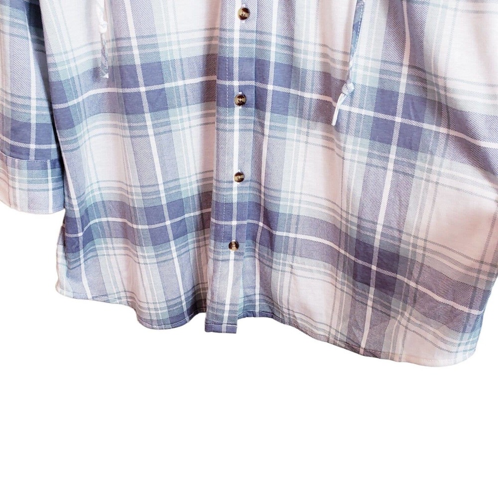 Eden & Olivia Womens XLarge Plaid Flannel Roll Sleeve Lightweight Button Up - Picture 4 of 12